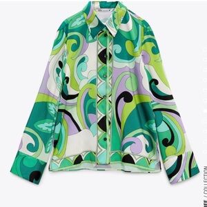 Zara “Pucci” Green “Satin” Blouse